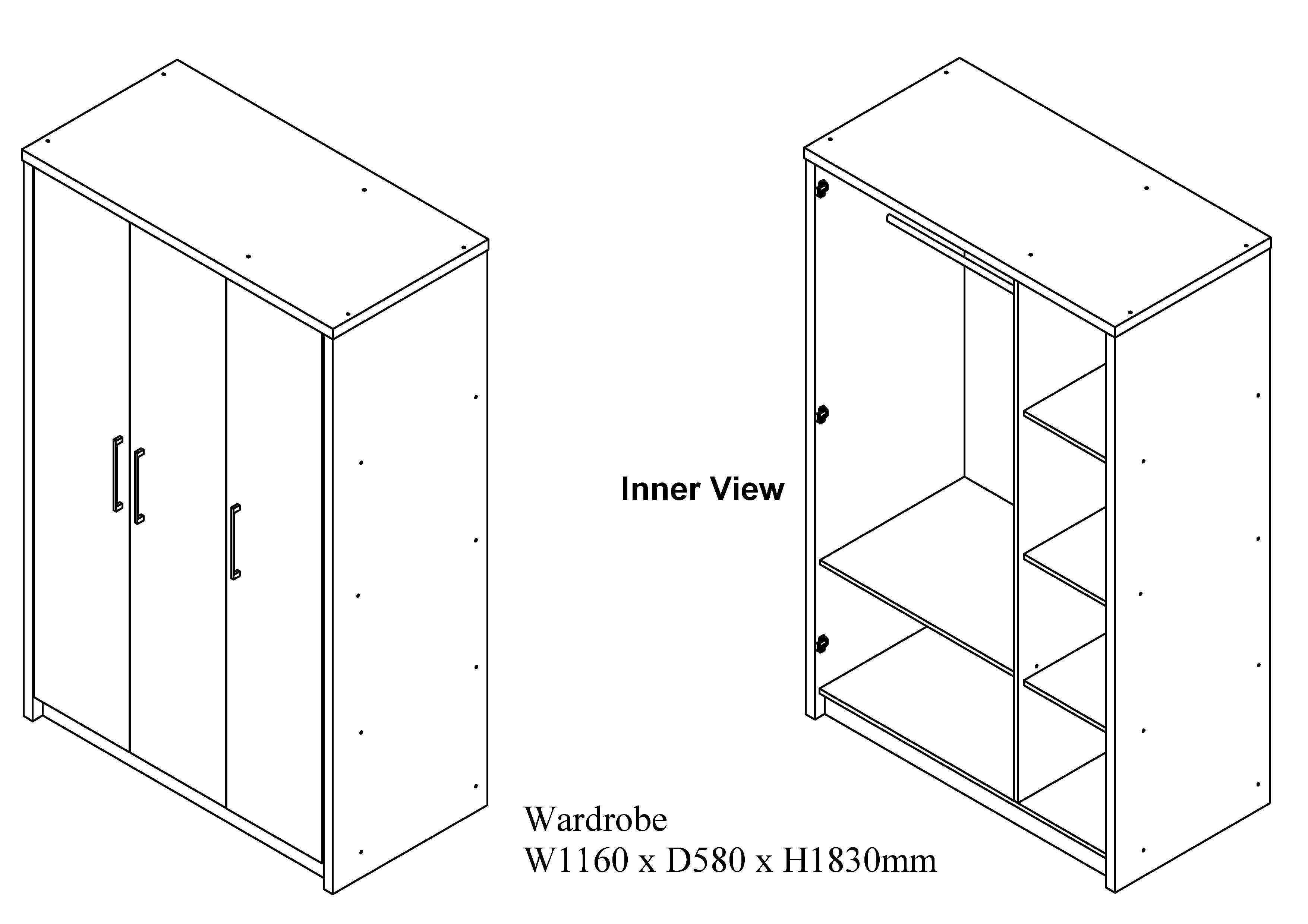 Lavender Wardrobe 3 door